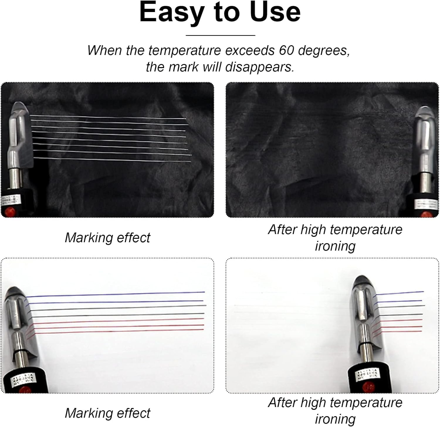 4 Colors Heat Erasable Fabric Pen Set, 8PCS Heat Erase Pen Shells with 40PCS Refills and 1Pcs Pen Storage Bag, Fabric Marking Pens for Sewing, Quilting, Leather, Dressmaker, Cloth image number 6