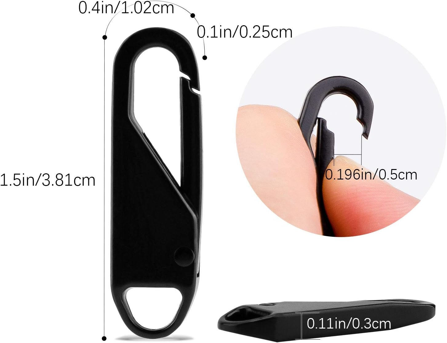 AIEX 8Pcs Metal Zipper Pull Replacement Gripper Mend Fixer Tab Pullers Sliders Zips for Suitcases Coat Boots Jacket Backpacks Black image number 5