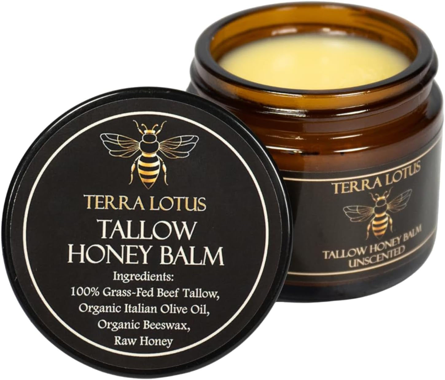 Organic Tallow Balm with Raw Honey 60G - Handmade All-Natural Face & Body Cream, Deep Hydration for Soft Skin, Ideal for Winter & Holidays