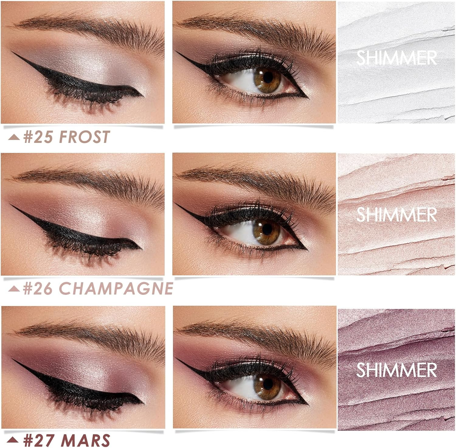 FOCALLURE (3 Pcs) 2 in 1 Eyeshadow and Eyeliner Pen, Waterproof Eye Shadow Pencil, Hypoallergenic Eyeshadow, Highlighter Eye Liner, Multi-Dimensional Eyes Look, FA38-11116-123 image number 5