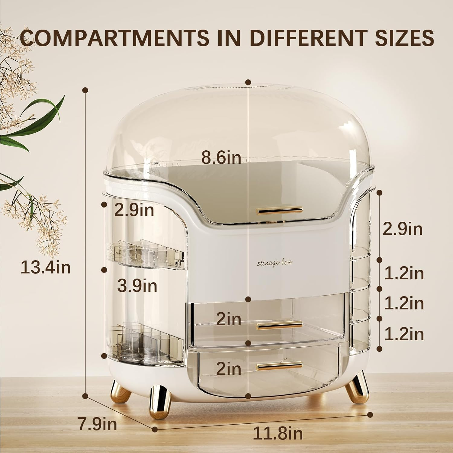 Suyoo Makeup Organiser Storage Box - Cosmetics, Skincare and Beauty Case with Clear Lid Display and Drawers for Dresser & Bathroom, Dust-Proof Waterproof