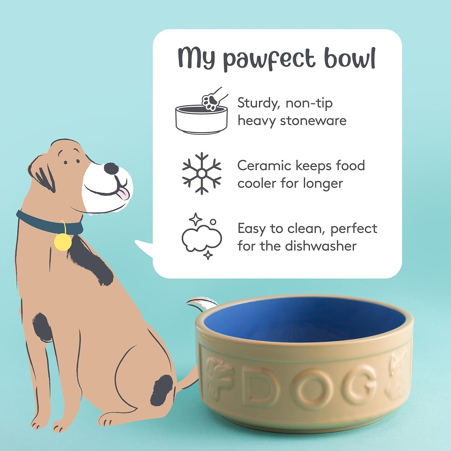 Mason Cash Lettered Dog Bowl Cane, 6-Inch image number 3