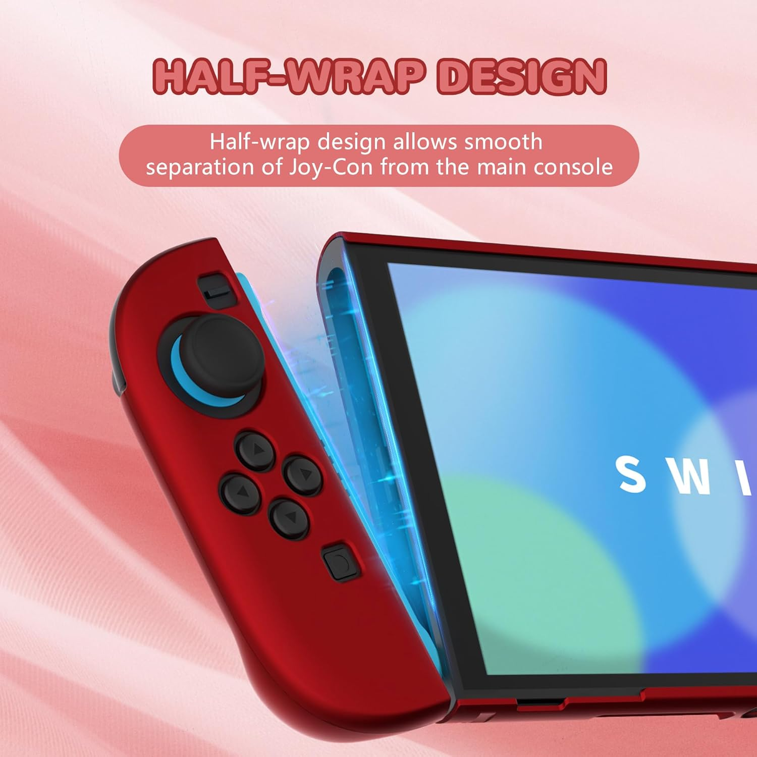 Playvital Hard Case for Nintendo Switch 2 with Extra Stand & Thumb Grip Caps | Split Design, Dockable Protective Full-Body Shell Cover for Nintendo Switch 2 | Solid Color Series, Scarlet Red image number 1
