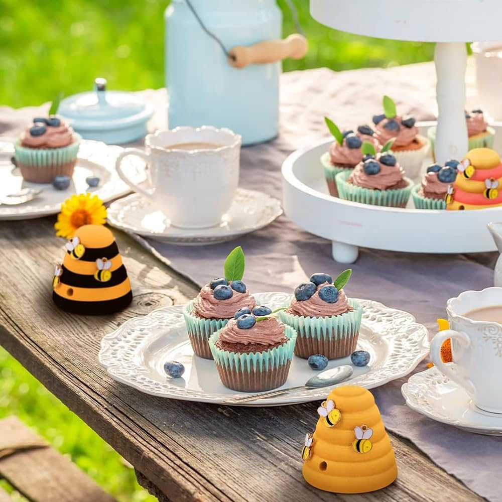 NYGHMY 10 Pcs Unfinished Wood Threaded Honeycombs, Wood Bee Hive Decor, Farmhouse Tiered Tray Decor, Mini Beehive Model Bee Garden Decorations for DIY Table Shelf Sitter Party Craft image number 4