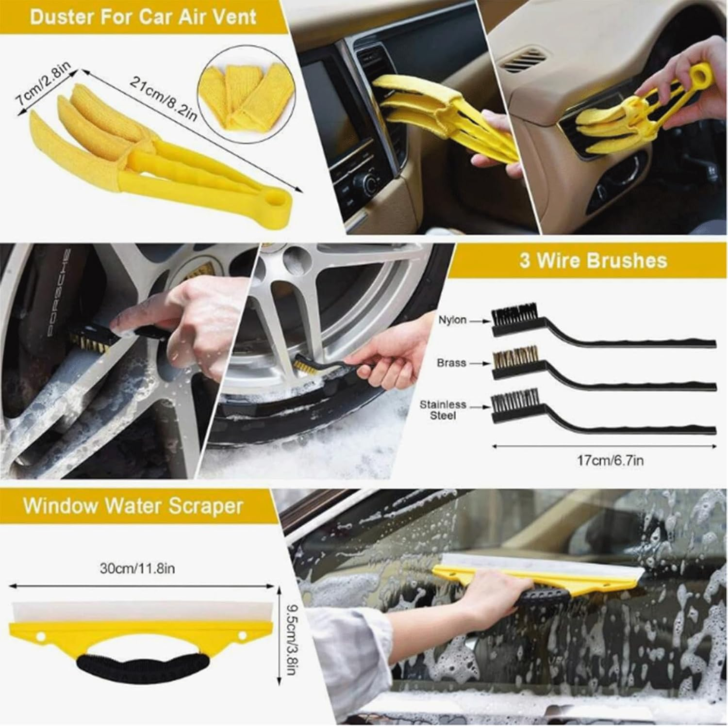 20Pcs Car Detailing Brush Set Drill Brush Attachments Kit, Car Detailing Drill Brush Set with Cleaning Gel, Car Cleaning Tools Kit for Car Interior & Exterior, Tire Wheel, Dashboard Air Conditioner image number 5