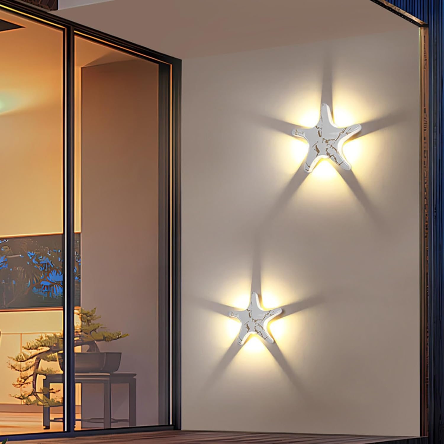 LED Outdoor Wall Light IP65 Waterproof Wall Lamp Starfish Wall Sconce Modern Outside/Indoor Aluminum Natural Star Elements Walkway Garden Children'S Room 3000K/4000K/6500K (White,White Light) XXZ image number 6