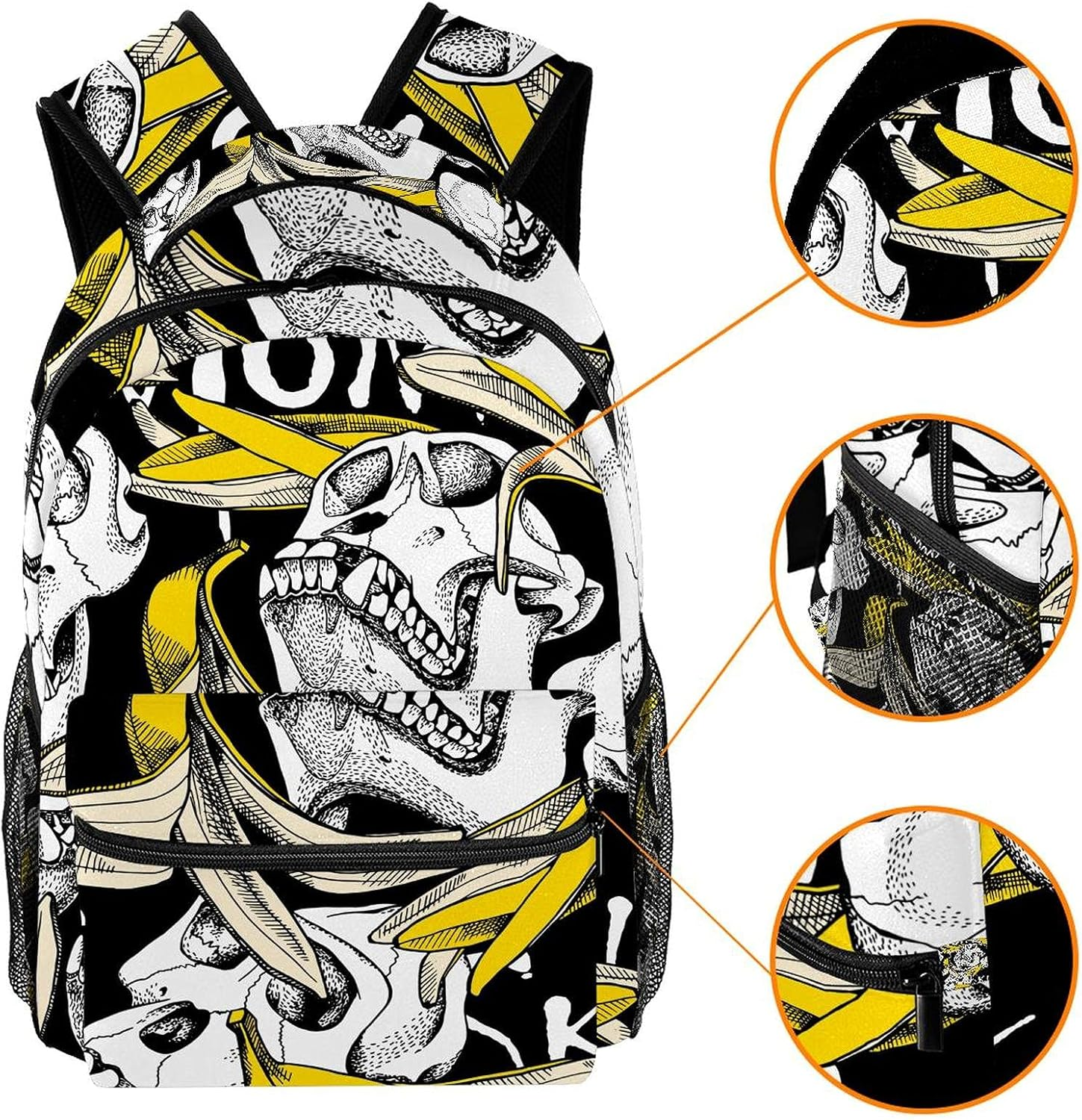Banana Skull Head Backpack Students Shoulder Bags Travel Bag College School Tote Backpacks image number 1