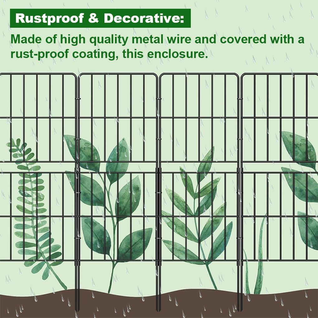 10Pack Garden Fence 92Cm Height Strong Metal Fencing Panels 92Cm Height Flower Bed Animal Barrier Border image number 2