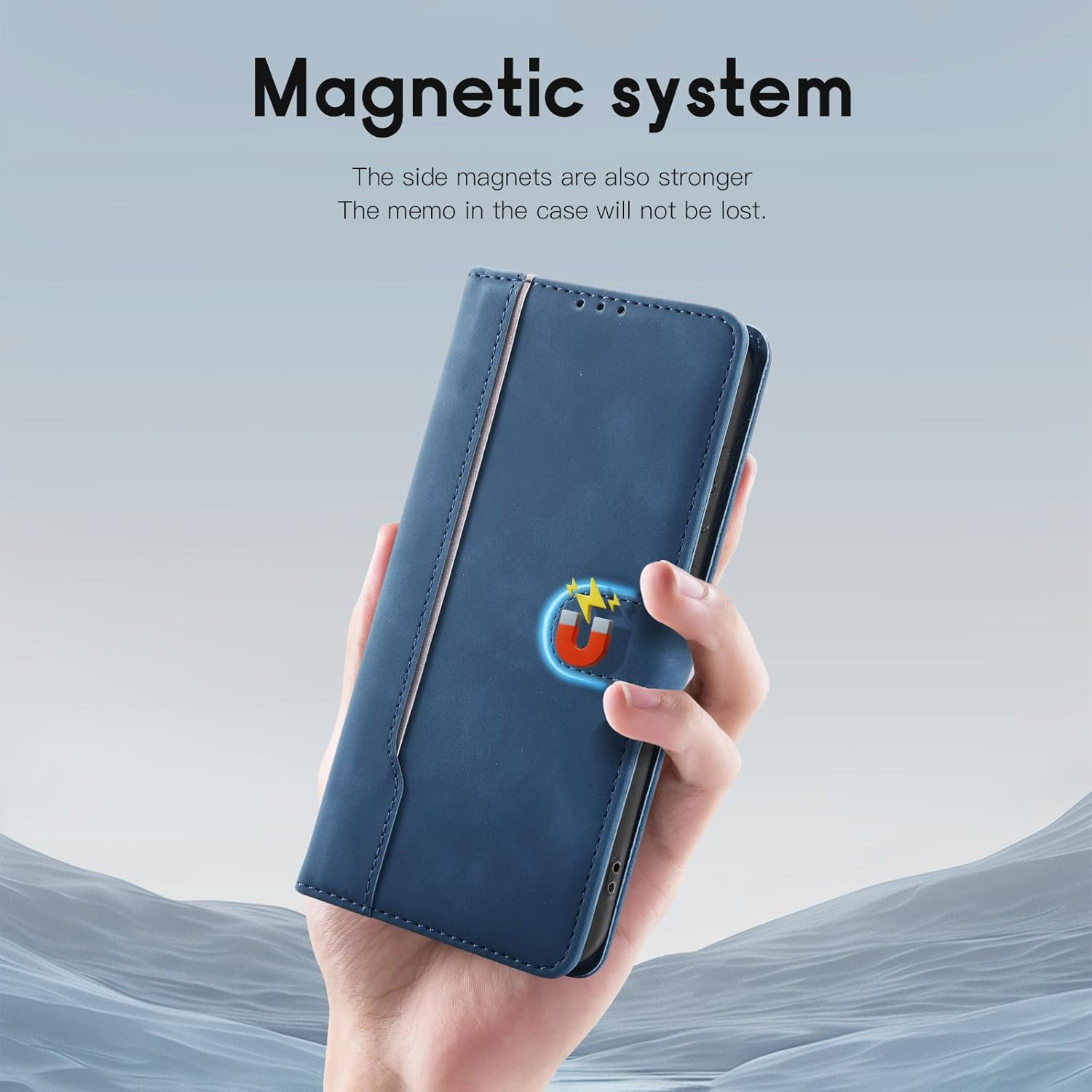 Aswant Wallet Case for Samsung Galaxy A56 5G Premium Leather Flip Protective Cover Magnetic Case with Stand Function (Blue) image number 6