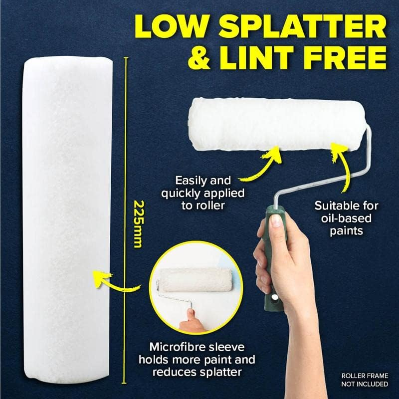 [6PCE] Handy Hardware Paint Roller Covers, 22.5Cm, All-Purpose Micro-Fiber, High Density & Shed-Resistant, Maximize Paint Retention, Perfect for Oil-Based Finishes image number 1