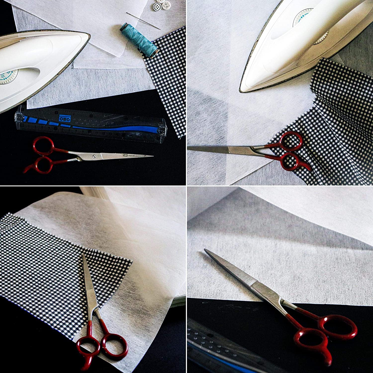 MAROBEE Medium Weight Iron on Fusible Interfacing for Arts Crafts and Sewing Projects, (40 Inch X 3 Yard) White Non-Woven image number 1