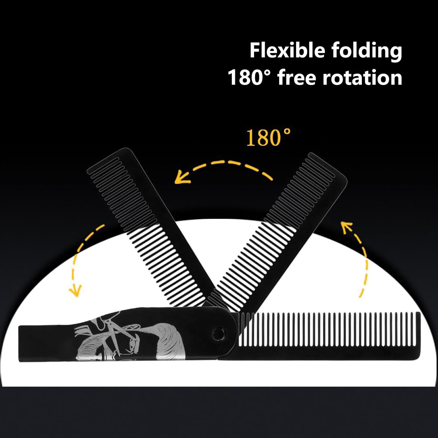 Mustache Combs for Men,Beard Brush and Comb | Portale Stainless Steel Foldable Brush for Husband Styling Dad Men Grooming Travel Home Adult image number 4