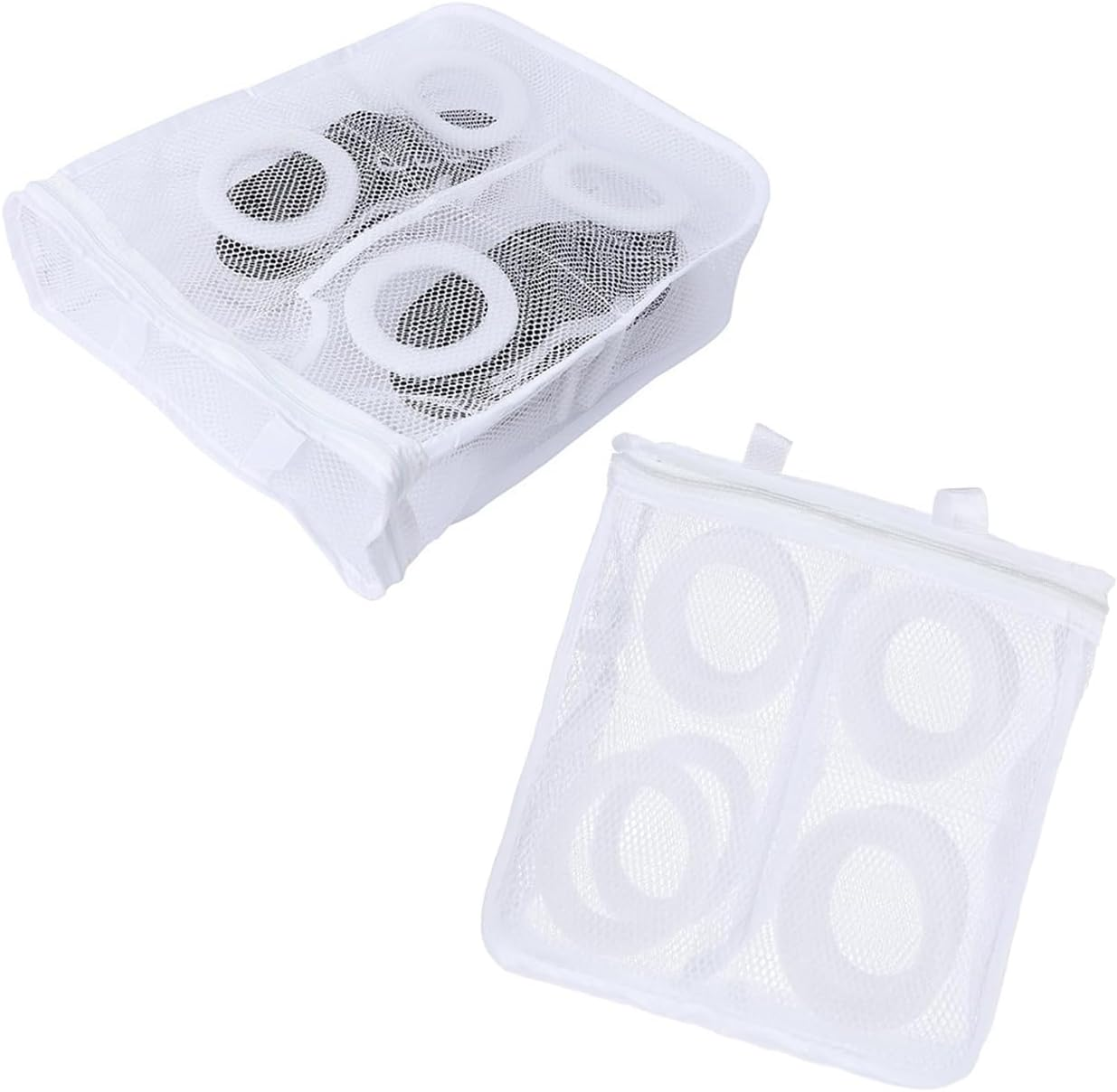 Yharnamite 2 Pcs Mesh Laundry Bags, Shoes Wash Bags, Travel Laundry Bag, Sneaker Mesh Washing Bag Shoe Bag for Washing Machine, Laundry Bag White Laundry Washing Bags Net image number 3