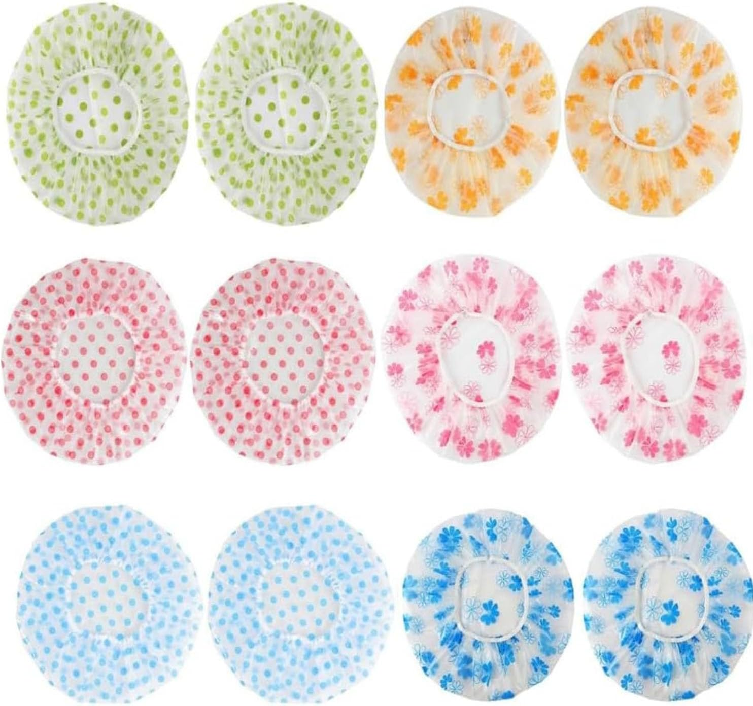 12 Pieces Reusable Waterproof Shower Caps,Beauty Salon Spa Shower Caps,Combo Pack Bath Caps,Lace Elastic Band Bath Hair Hat Fit for Home and Travel Suitable for Women Ladies image number 3