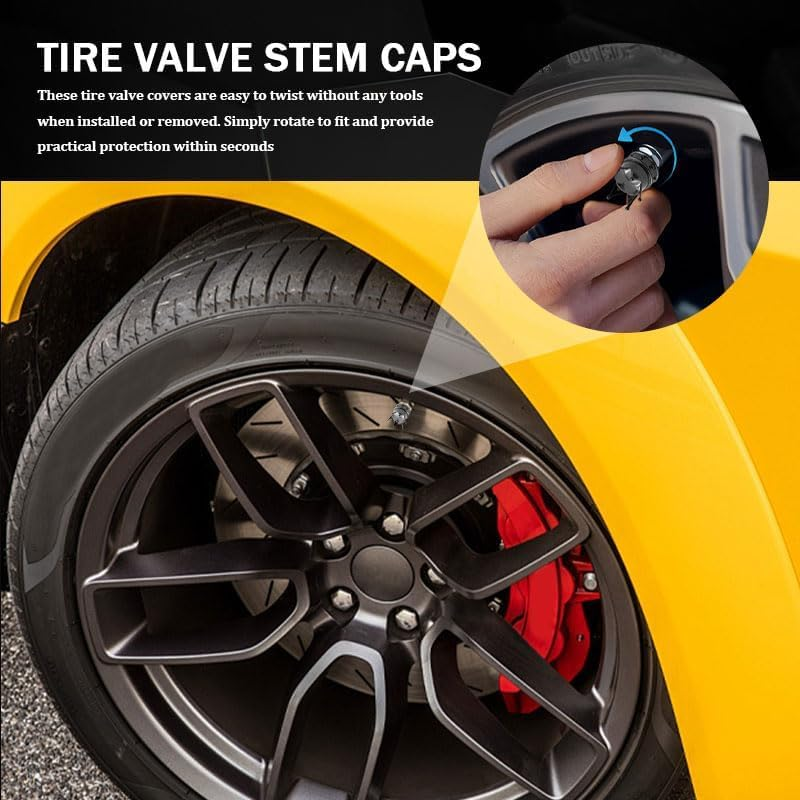 4 Pack Universal Tire Valve Stem Caps, 17Mm Crown Design Dust Covers with O-Ring Seal for Car, SUV, Motorcycle, Bike and Truck,Grey - Grey image number 4