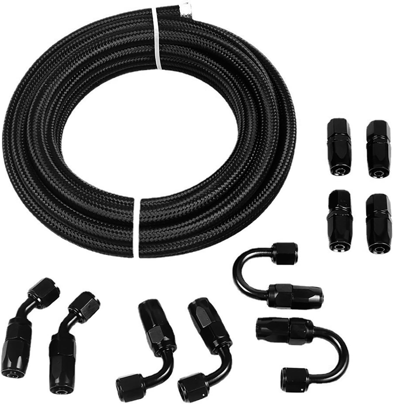 KAKA AUTO PARTS 8AN 20Ft Universal Braided Oil Fuel Line Hose Stainless Steel Nylon PTFE E85 with 10Pcs Swivel Fitting Hose Ends Adapter Kit image number 2