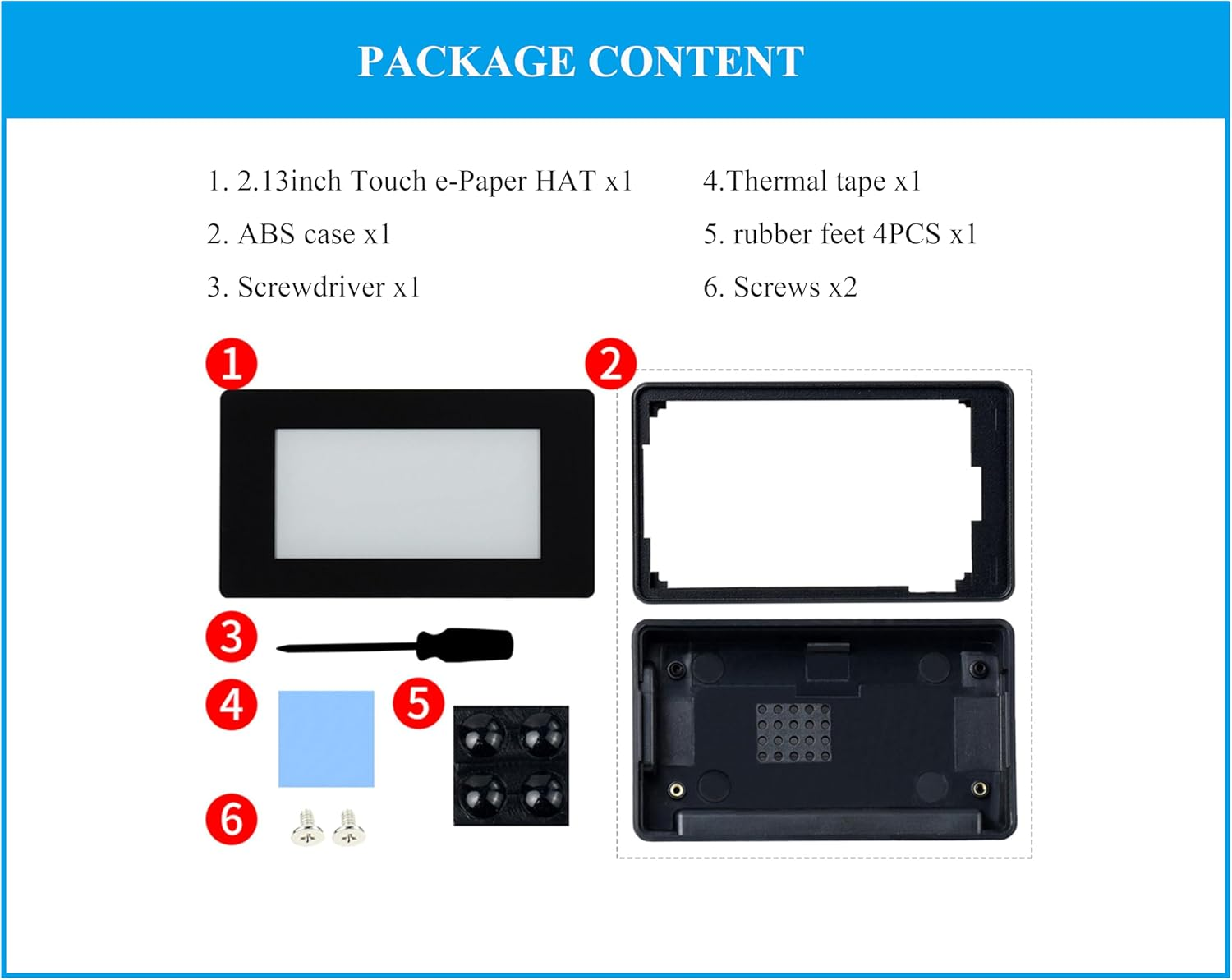 2.13Inch Touch E-Paper HAT E-Ink Display 250&times;122 Pixels Compatible with Raspberry Pi Zero 2 W/Zero 2 Wh/Pi Zero W/Pi Zero Wh/Pi Zero, 5-Point Touch, Supports Partial Refresh, with ABS Case image number 5