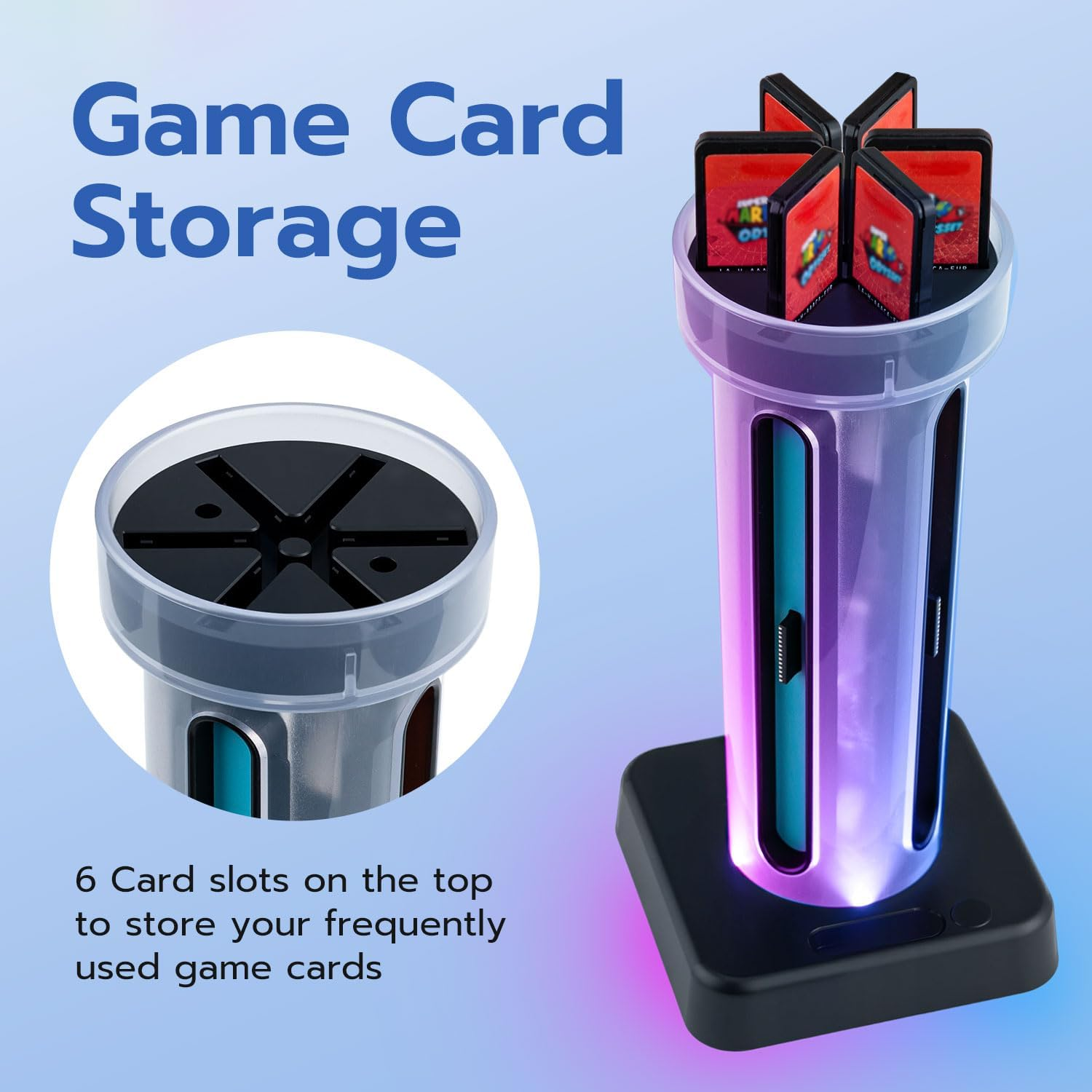 Mcbazel Joy Con Charging Dock Station for N-Switch 2-4X Controller Charger with Triple Safety Protection, RGB Ambient Lighting, 6 Game Card Slots & LED Indicators image number 3