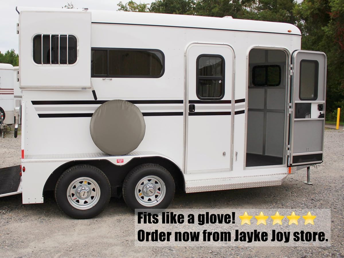 Spare Tire Cover, Gray Wheel Cover Waterproof PVC Leather Dust-Proof Universal Fit for Jeep, Trailer, RV, SUV and Camper (14 Inch) image number 5