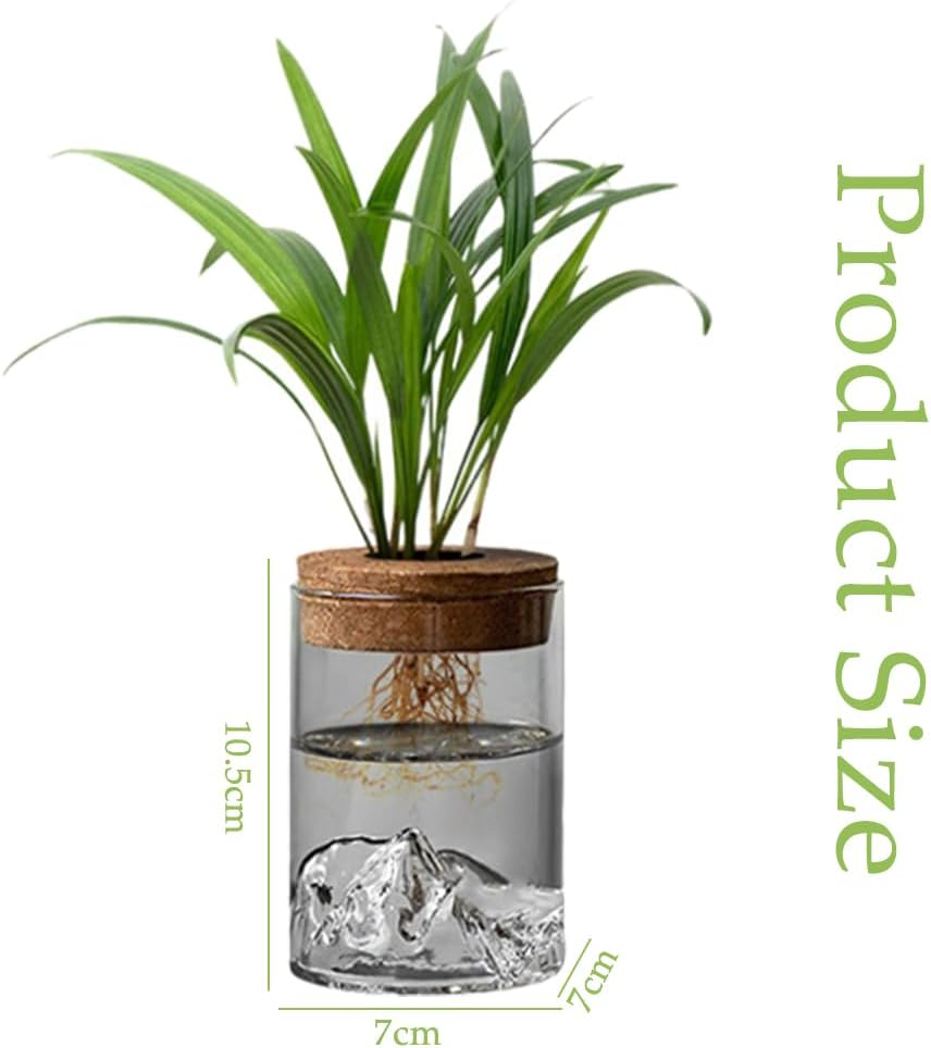 4-Pack Hydroponic Plant Pots, Office Desktop Pots, Glass Hydroponic Vase, Green Plants Ornament, Plant Propagation Station, Mountain View Bottle, for Bedrooms, Living Rooms, and Offices(No Plants) image number 1