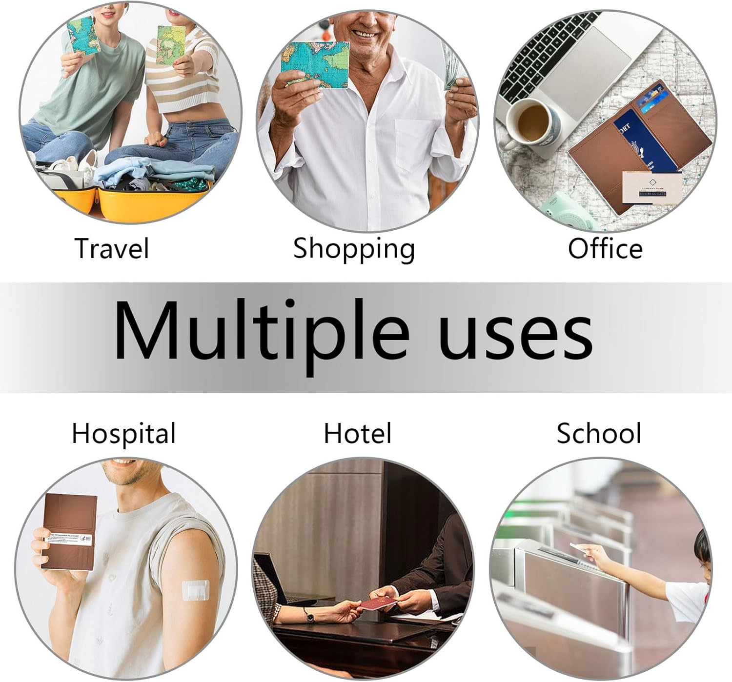 LELE LIFE 2 Pack Passport Holder Women, Passport Cover Case with Boarding Pass Slot and 3 Card Slots, World Map Travel Wallet Passport Book Holder, Style A, Design image number 5