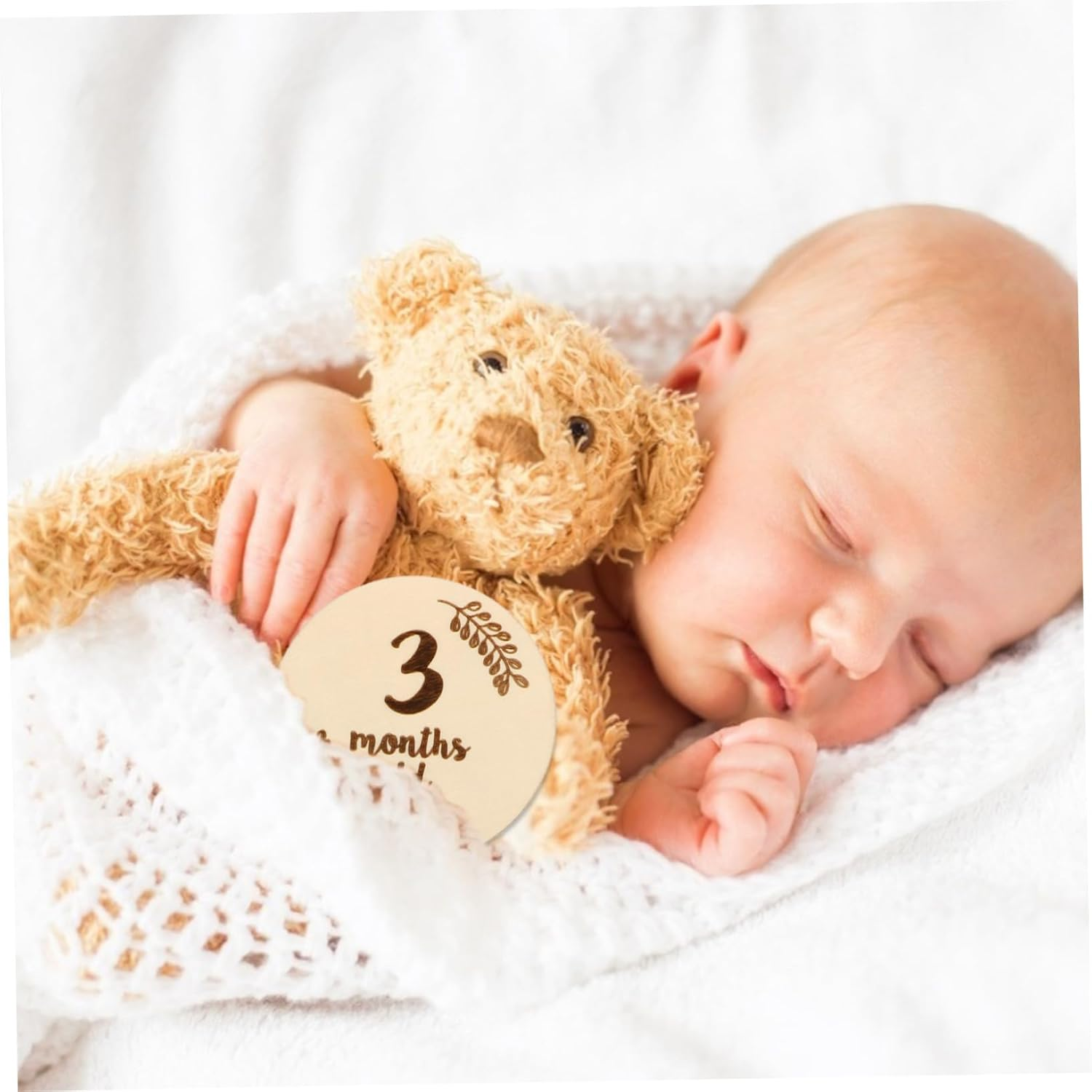 6Pcs Boy Girl Monthly Milestone Cards High Contrast Wooden Birth Cards for Photography Newborn Shower Fashion Design image number 1