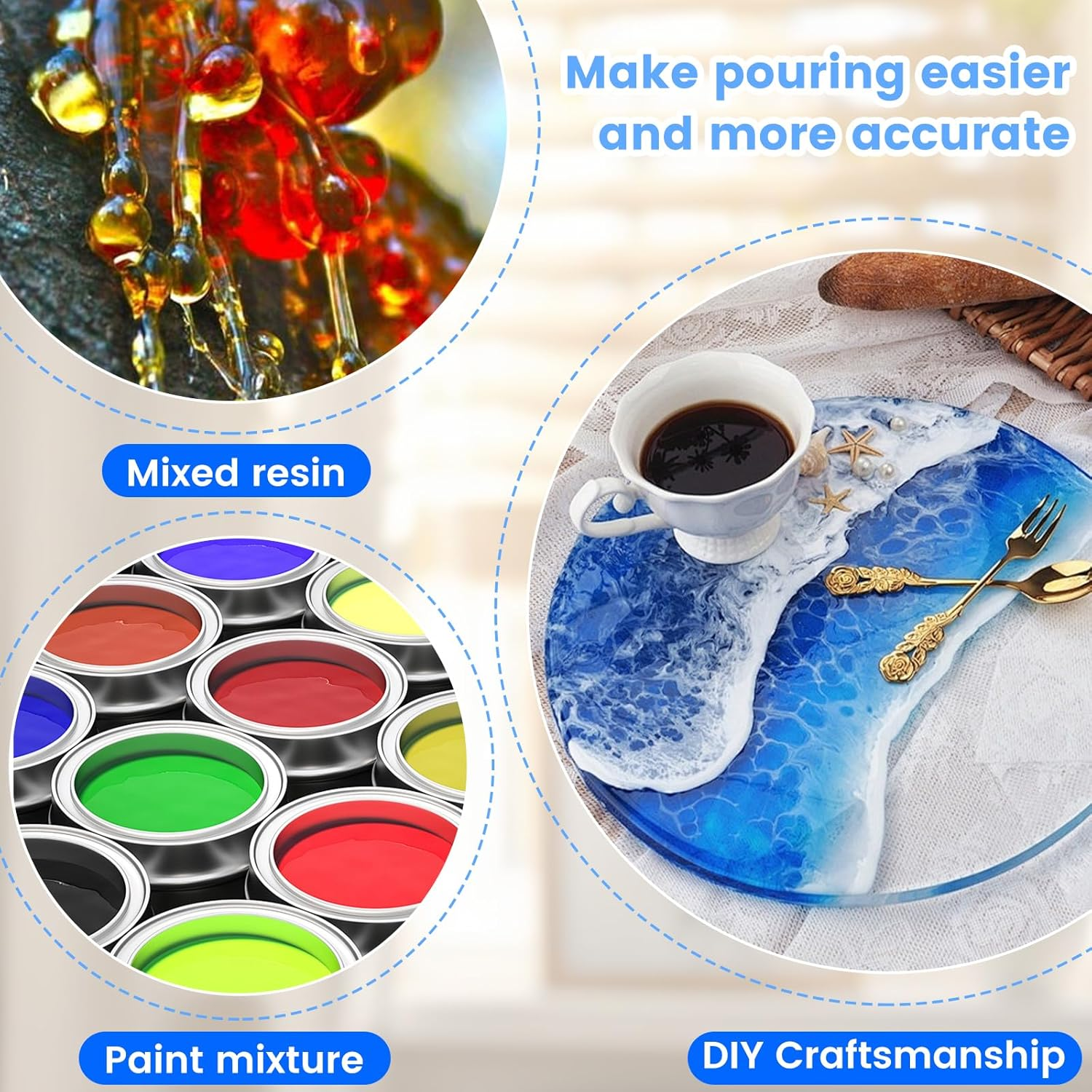 21 Pcs Silicone Measuring Cups for Epoxy Resin, Reusable Silicone Mixing Measuring Cups for Molds Jewelry Making Easy to Clean image number 5