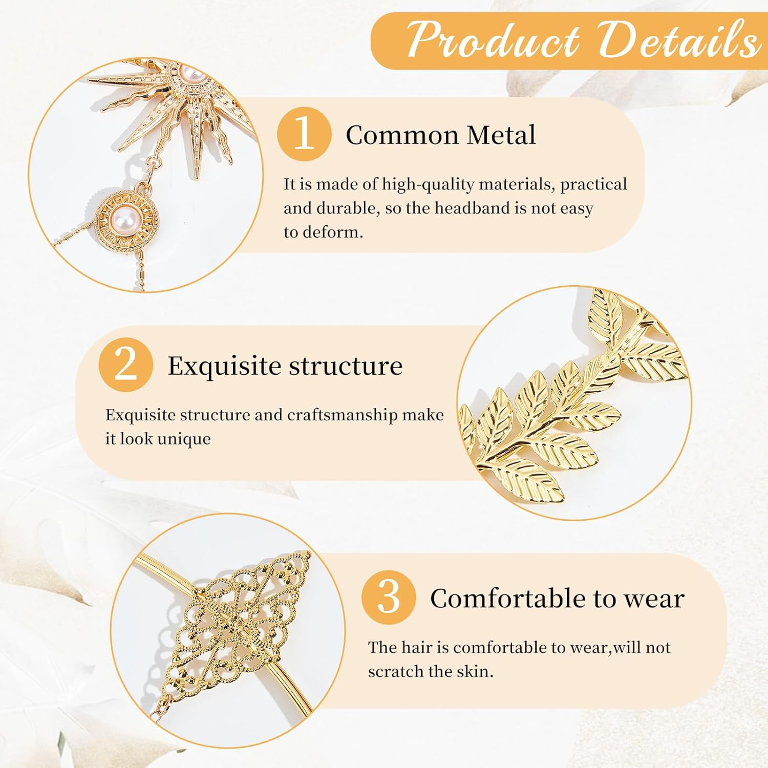 NICENEEDED Halo Crown Headpiece, Gothic Sun Goddess Headband, Gold Leaf Mary Halo Crown Headdresses Costume Cosplay Party Palace Queen Headwear Angel Tiaras for Women Halloween image number 5