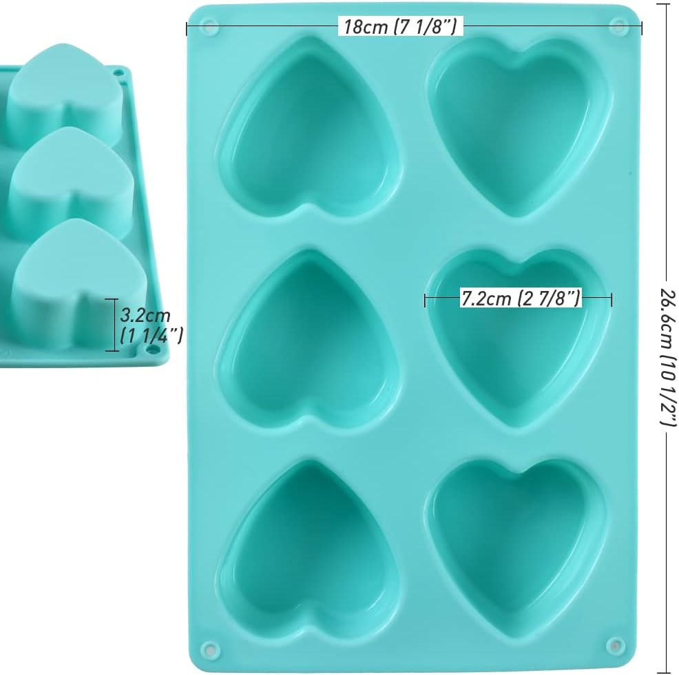 Newk Heart Shaped Silicone Mold, 6 Cavity Non-Stick Silicone Mold for Cake, Jellys, Soap - Set of 2, Blue image number 3