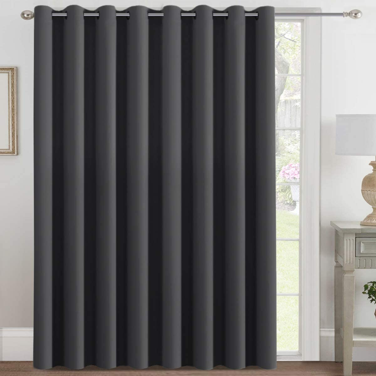 Blackout Curtain Extra Wide Blackout Curtain Draperies for Bedroom/Living Room/Sliding Glass Door, Eyelet Top Energy Saving Single Piece 254Cm Wide by 213Cm Drop, Navy Blue