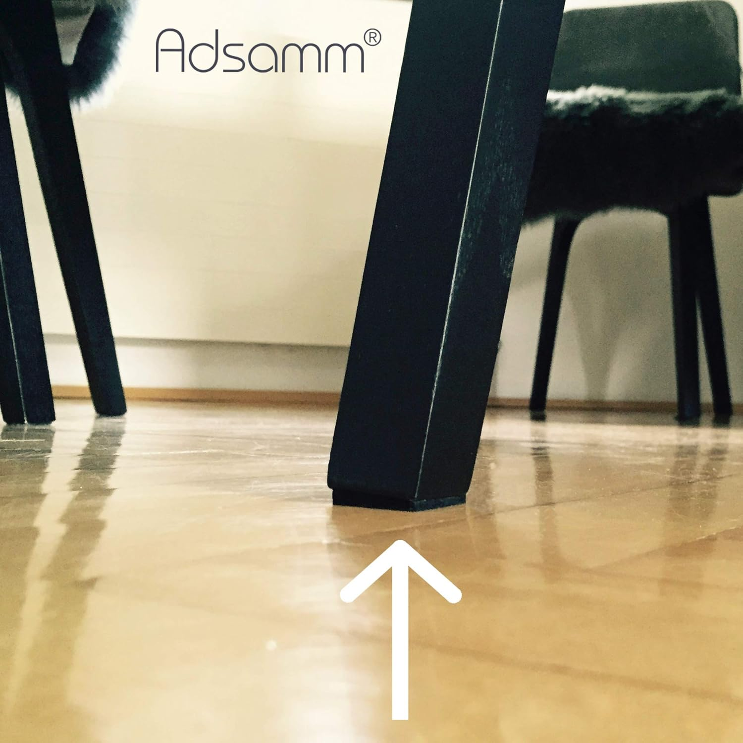 Adsamm&reg; / 10 X Self-Stick Felt Pads / 3.94'' X 3.94'' (100X100 Mm) / White / Square / Felt Thickness of 0.138''(3.5 Mm) / Self-Adhesive Furniture Glides in Top-Quality image number 2