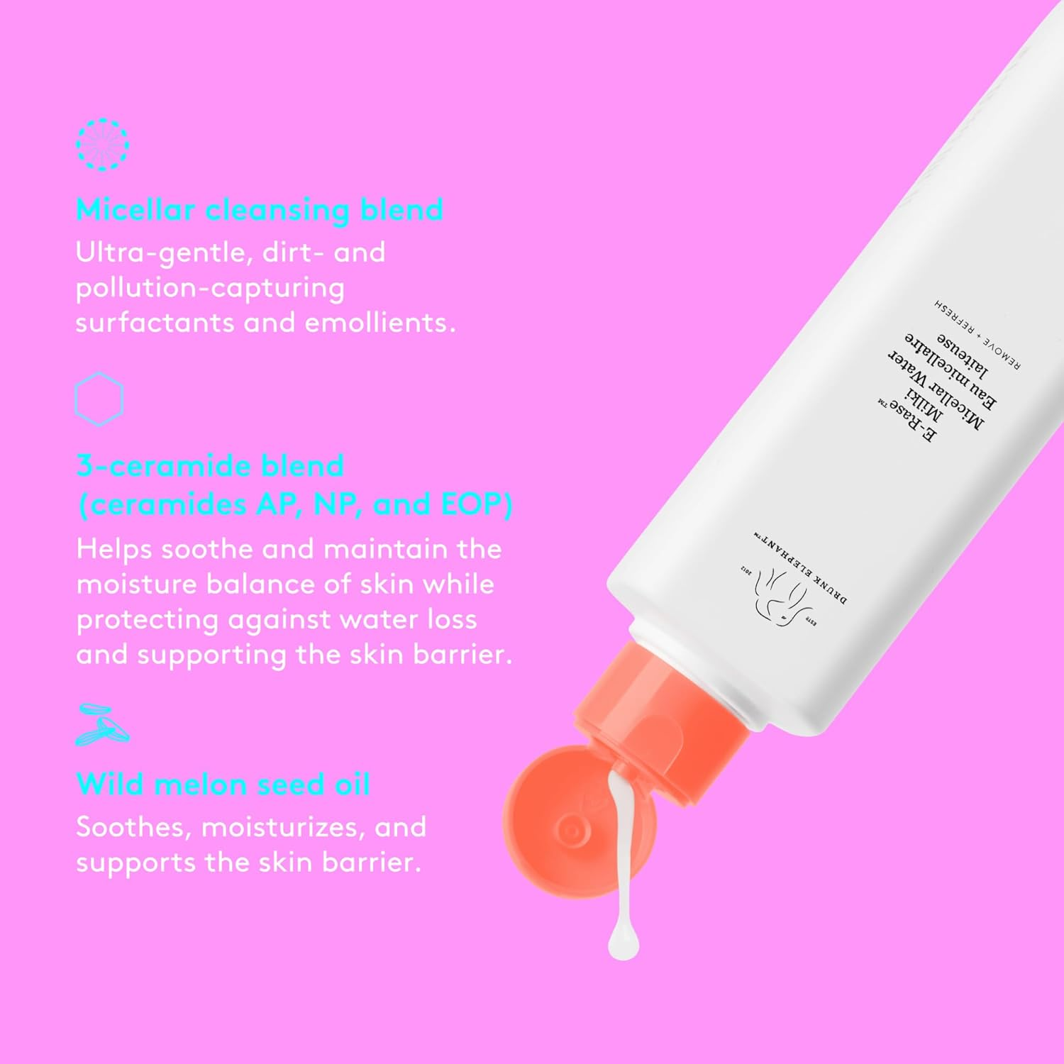 Drunk Elephant E-Rase Milki Micellar Water&ndash; Ultra Mild Formula to Gently Remove Makeup and Bacteria. (8 Oz) image number 3