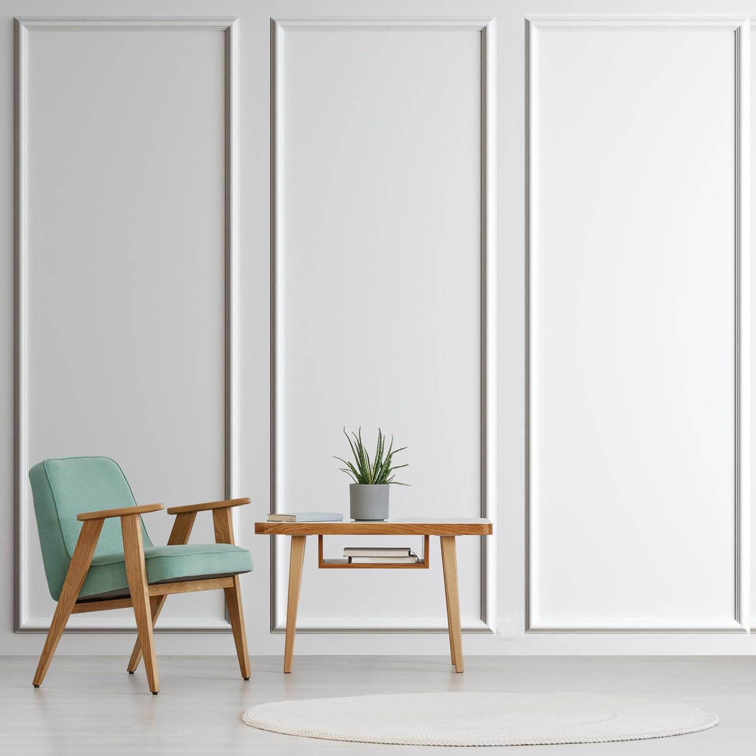 3 Set Accent Wall Molding Kit Premade Wainscoting Panels Wall Molding Peel and Stick Panel White Pre Cut Trim for Walls Picture Frame Molding for Home Decoration(16 X 20 Inch) image number 2