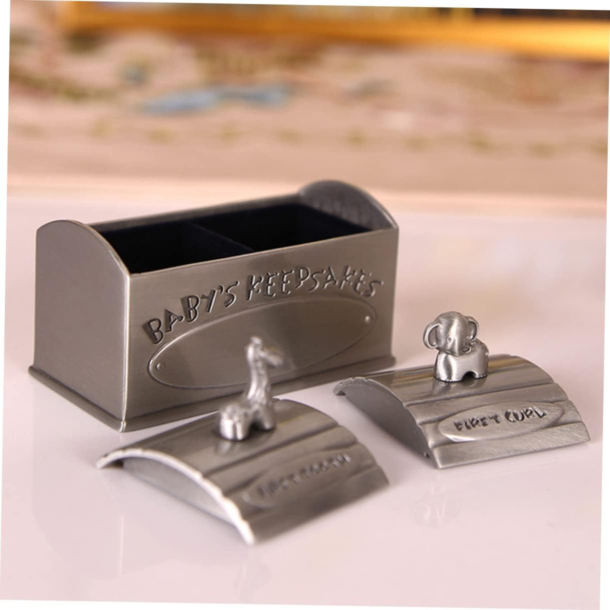 Baby Tooth and Hair Keepsake Box for Boys and Girls Metal Storage Container Lovely Organiser Case for First Teeth and Curls Baby Memory Infant image number 2