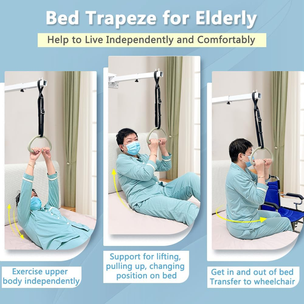 Bed Trapeze Bar for Elderly Bed Pull up Assist Handicap Bed Rails Medical Trapeze Bars for Get Out of Bed Hospital Overhead Trapeze Stand Bar for Bed Mobility Transfer Bar Bed Helper Handle image number 4