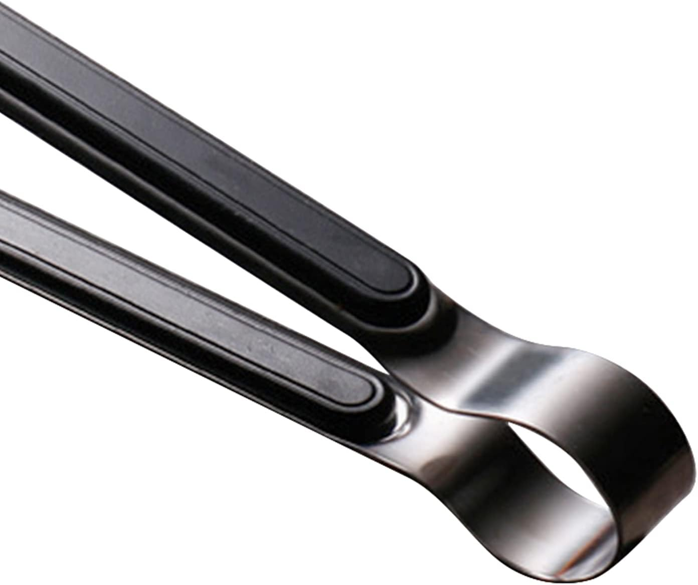 Barbecue Tongs Teeth Kitchen Cooking Tongs 25.5Cm Solid Stainless Steel Easy to (Black) image number 6