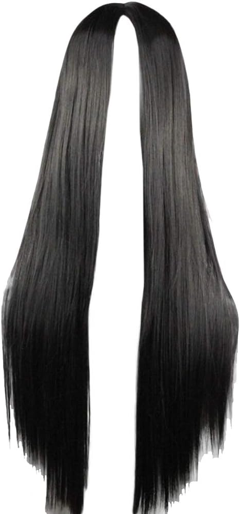 MOJUN 75Cm Long Straight Hair Black No Bangs Heat Resistant Cosplay/Party Full Wigs image number 4