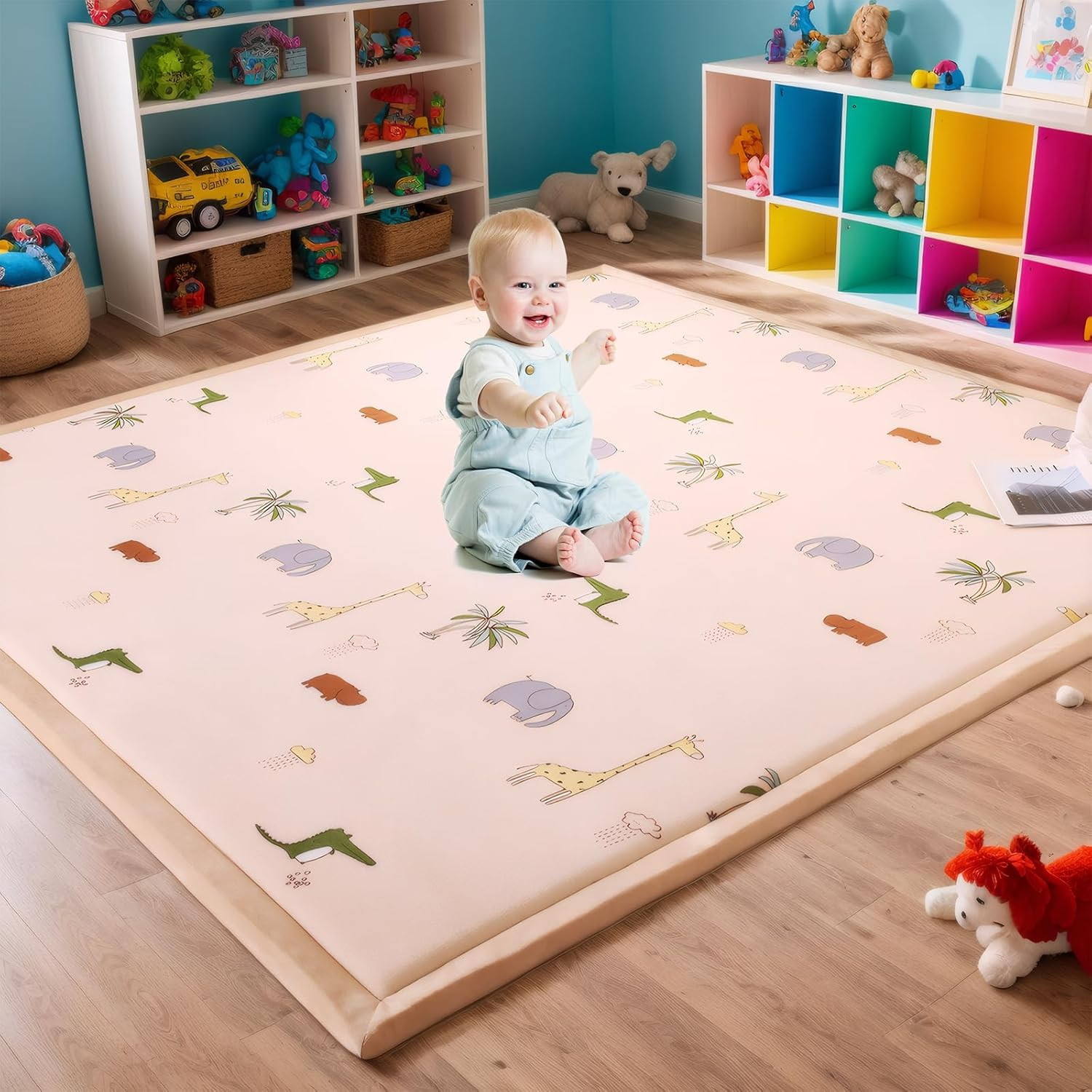 OKUYOSHI Baby Play Mat - 3CM Mellow Muscle Kids Memory Foam Tatami Mat, 150 * 200CM (Animal)