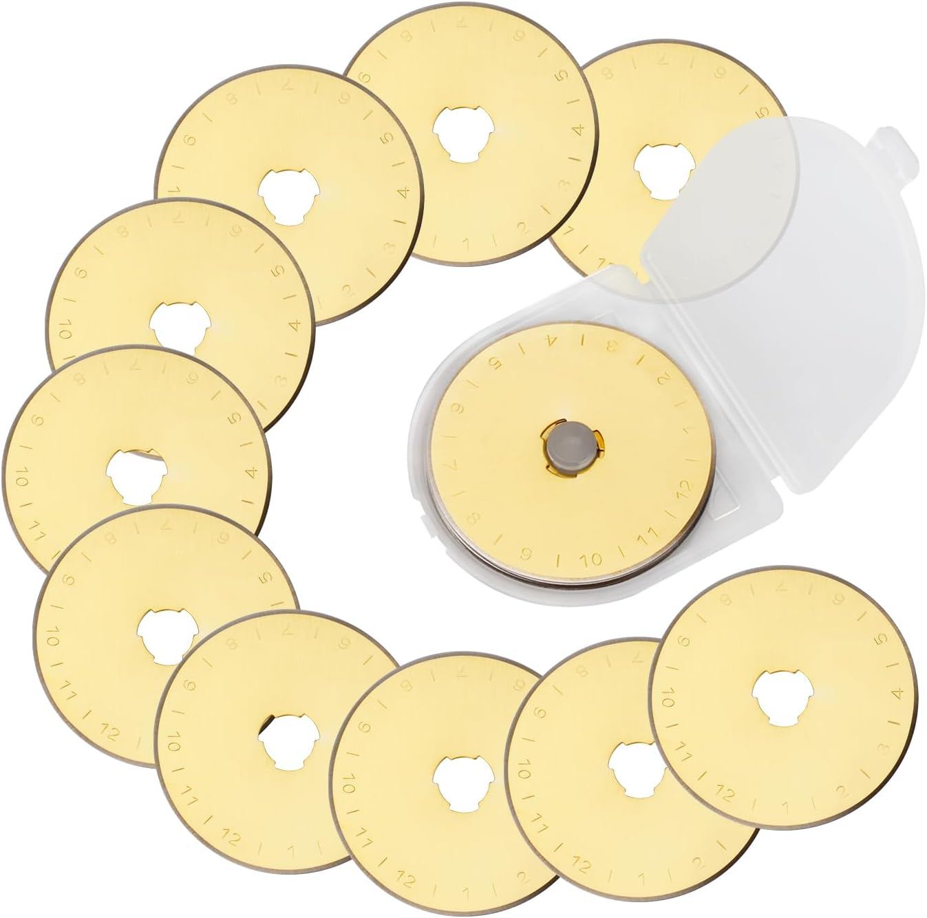 45Mm Rotary Cutter Blades Replacement, Steel Titanium Coated Rotary Cutters Knife Blade Compatible with Olfa, Fiskar, Martelli, Truecut Cutter Tool, 10 Pcs image number 1