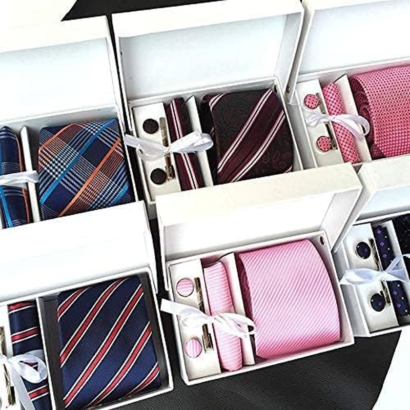 Men'S 8Cm Silk Fashion Floral Tie Hanky Cufflinks Clip Gift Box Bag Set Ac8888 image number 4