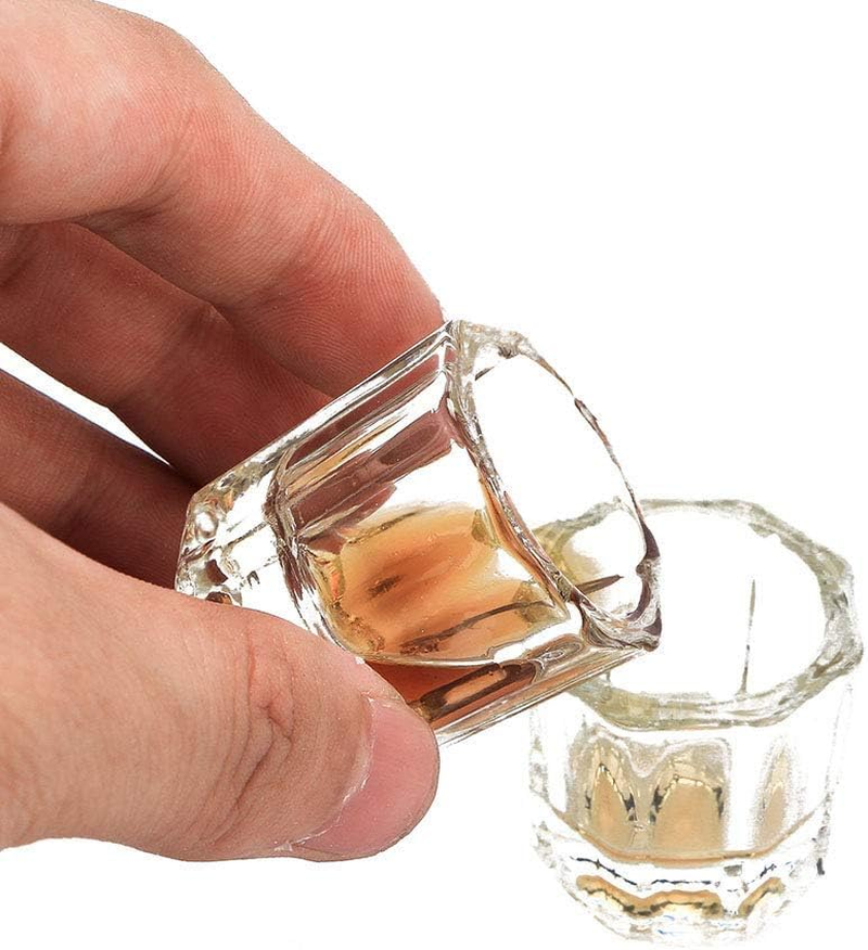 Kalolary 2 Pcs Mini Dappen Dish for Nail Acrylic Powder, Glass Crystal Cup with Stainless Steel Lid Nail Art Acrylic Liquid Powder Nail Crystal Bowl Glassware Tools for Nail Art Manicure image number 6