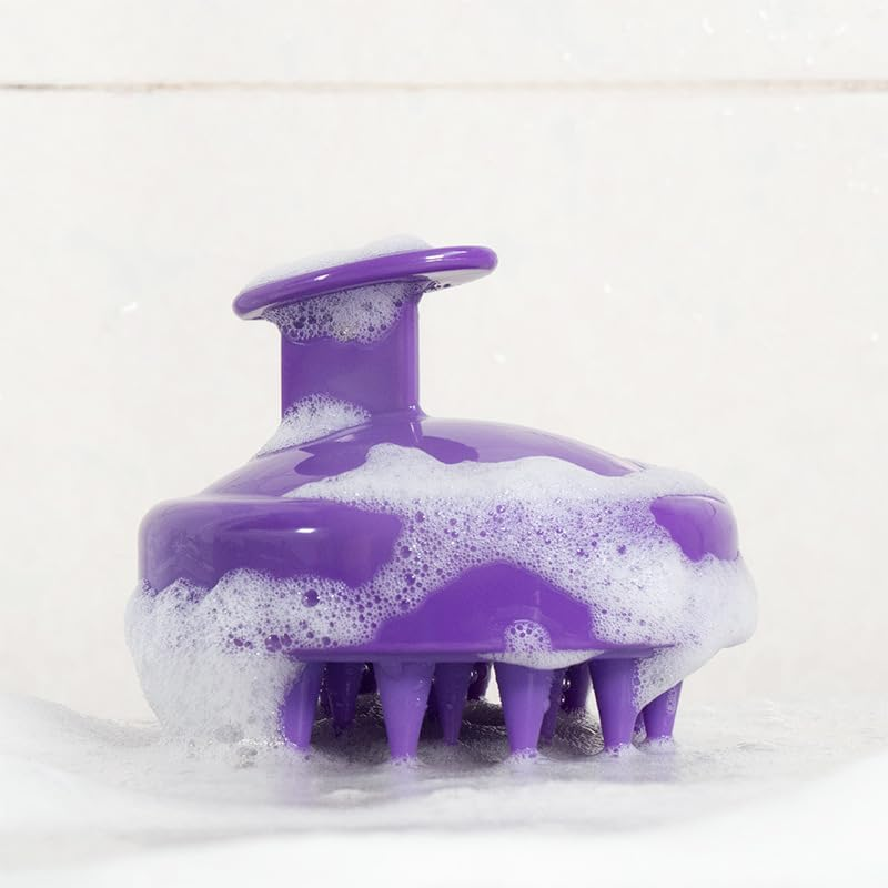 Cat Brush - Soft Rubber Pins & Washable Silicone, Shedding/Grooming/Massage Tool for Short/Long Hair, Scratch-Free Hair Mat Remover（Purple) image number 3