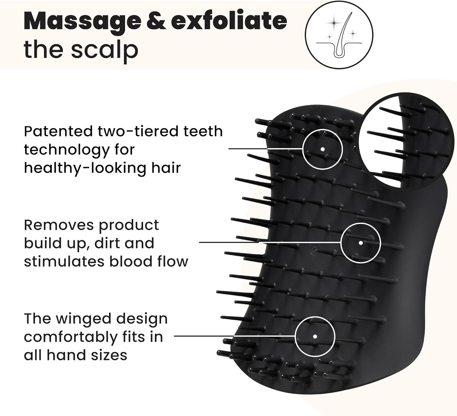 Tangle Teezer Scalp Exfoliator and Massager, Onyx Black - Lavender Lite image number 4