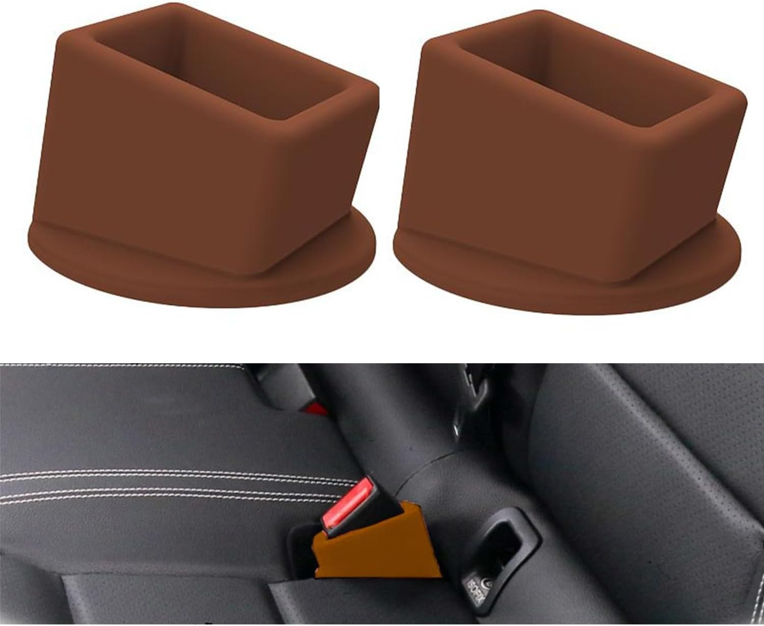 Taicols Seat Belt Buckle Holder, 2 Pcs Seat Belt Holder, Silicone Easy Access Vehicle Seatbelt Booster, Suitable for Most Car Models, Buckle Extender for Kids Car Accessories (Black)