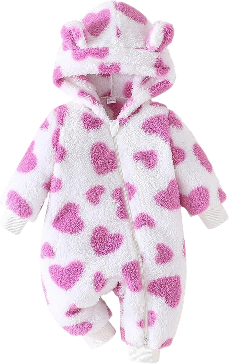 SEAUR Newborn Baby Girl Snowsuit Winter Hooded Fleece Jumpsuit Infant Bear Ear Snow Suit Zip up Romper Warm Outwear Outfits