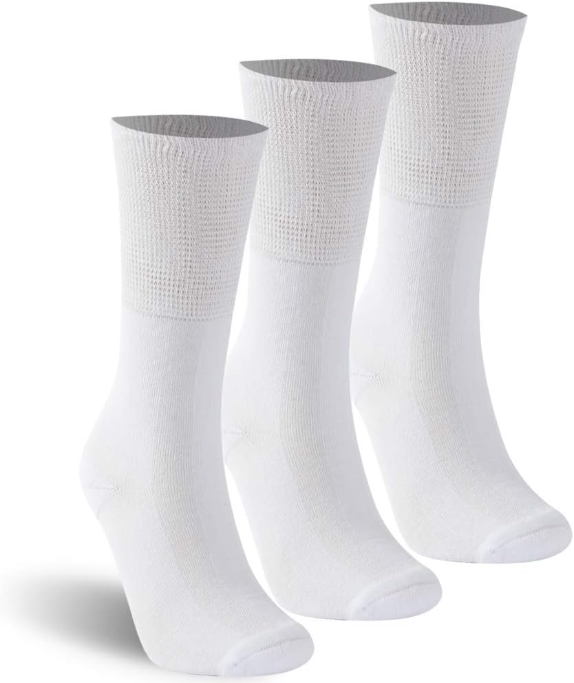 Kitnsox Unisex Seamless Casual Cotton Non Binding Cushion Diabetic Crew Socks 1/3/6 Pack M/L/XL image number 2