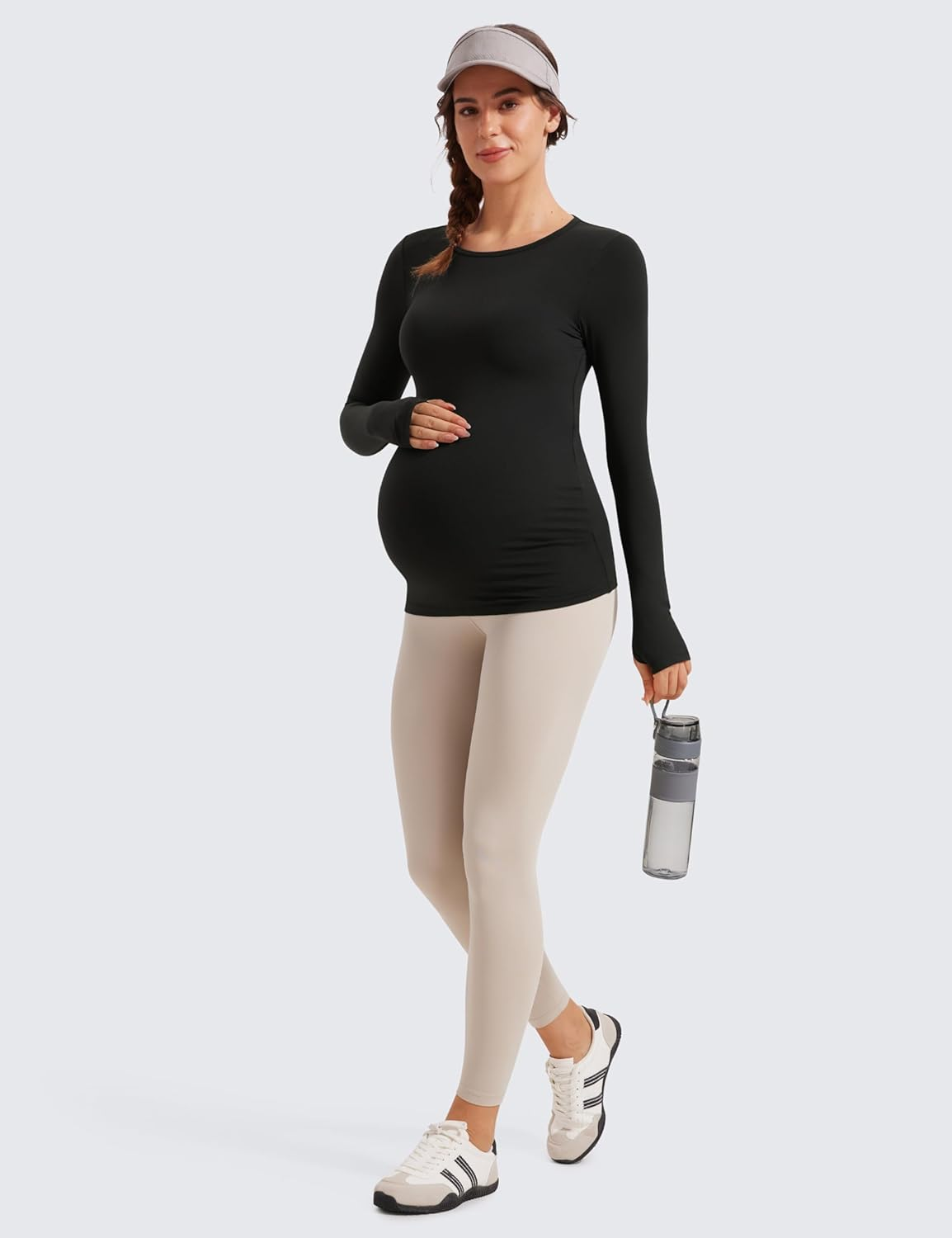 CRZ YOGA Womens Butterluxe Long Sleeve Maternity Tops Crewneck Pregnancy Basic Shirts Soft Athletic Yoga Casual Tee Shirt image number 1