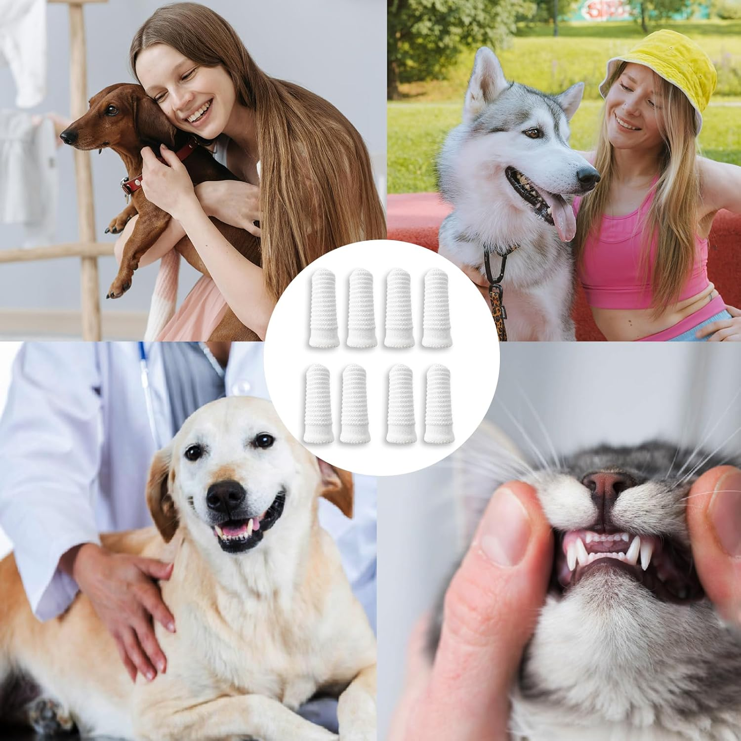 Pet Toothbrush Dog Toothbrush Finger Toothbrush for Dogs Dental Care - Made of Knitted Fabric Reusable, Efficient, Perfect for Dogs and Cats, 360&ordm; Ergonomic Design (Pack of 8) image number 3