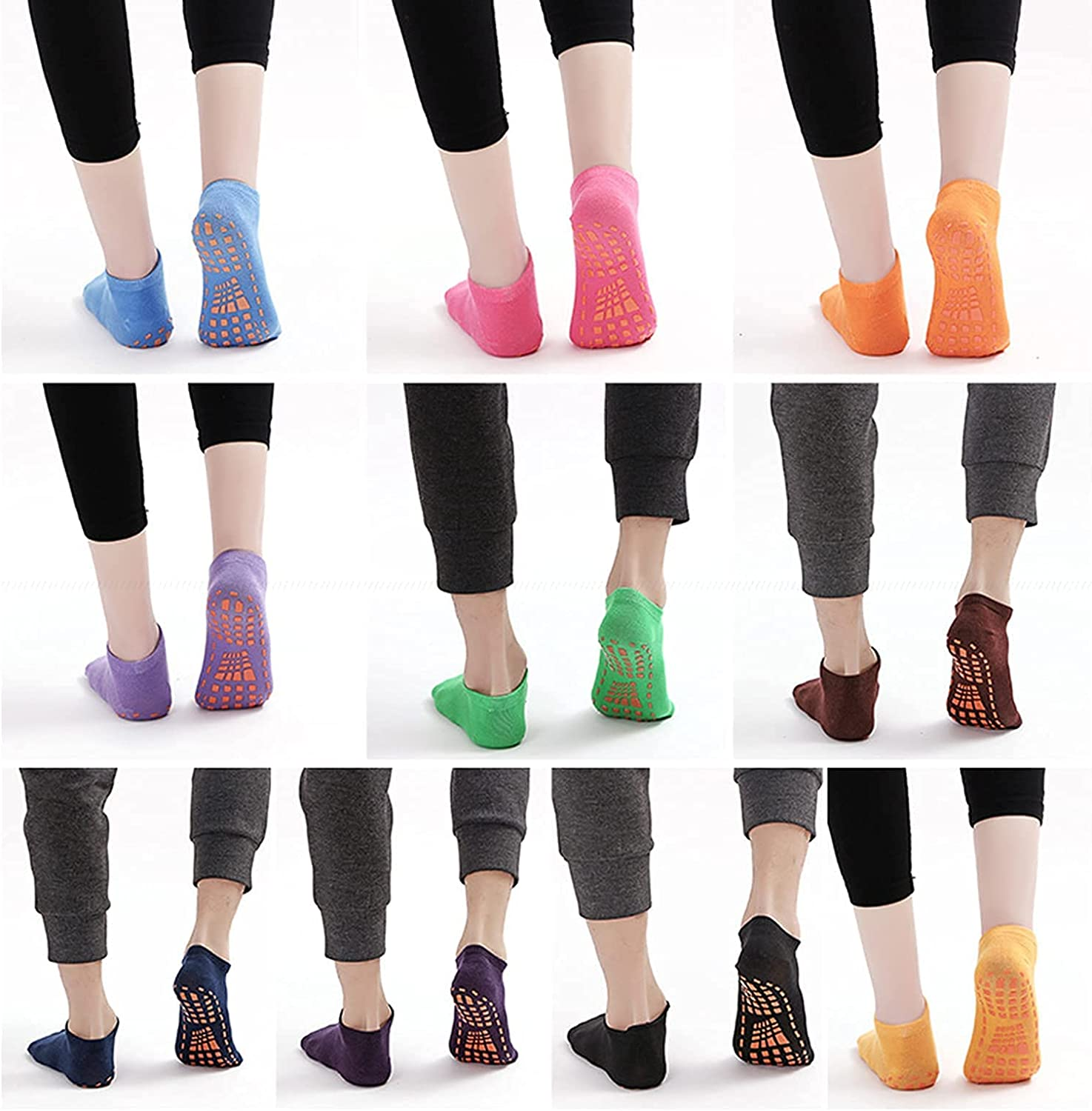 12 Pairs Non Slip Grips Yoga Socks Women Anti-Skid Socks Sticky Grippers Socks for Pilates Ballet Barre Yoga image number 4