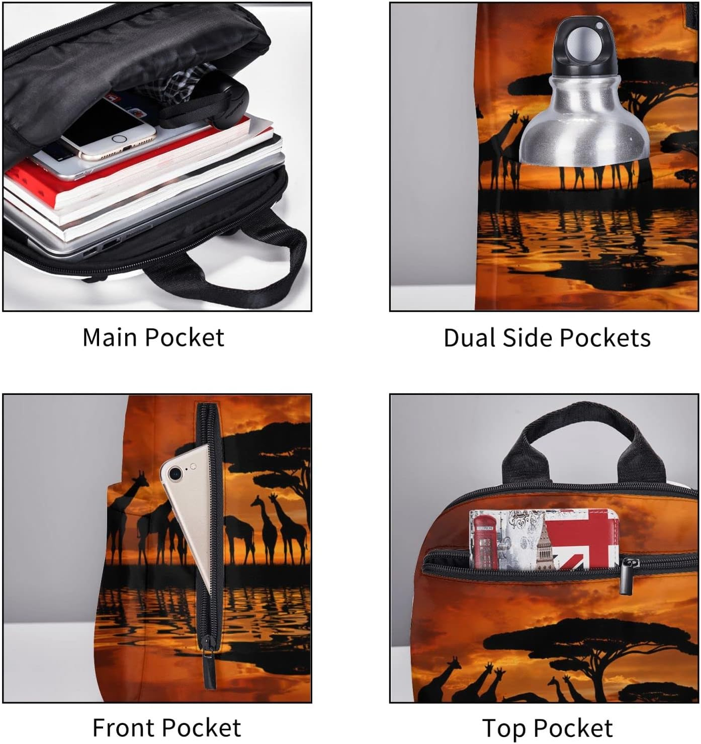 Obabo Peaks Owl Light Leisure Backpack,Laptop Backpack,Travel Bags,Multi-Purpose Backpack,Unisex,Portable,Comfort - Animales Horses image number 2